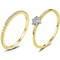 duo de Anillo Argolla Medio círculo Zirconias con Anillo Clásico con Zirconia Cúbica Brillante de Plata con Baño de Oro 14K - Aurora Boré