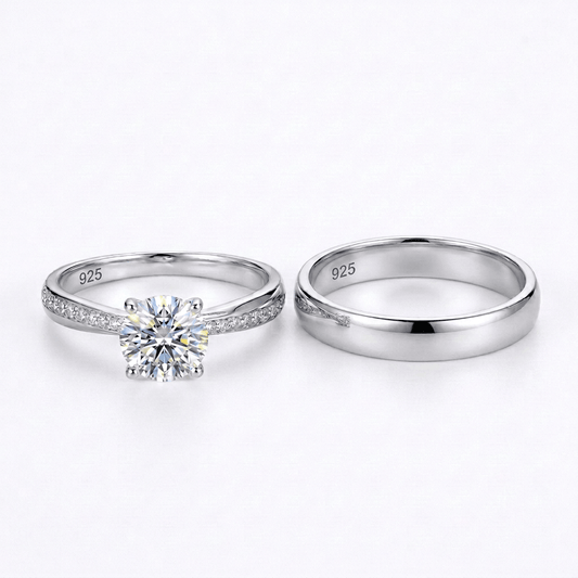 Duo de Anillo Clásico. Fabricados con plata 925 y hermosas zirconias