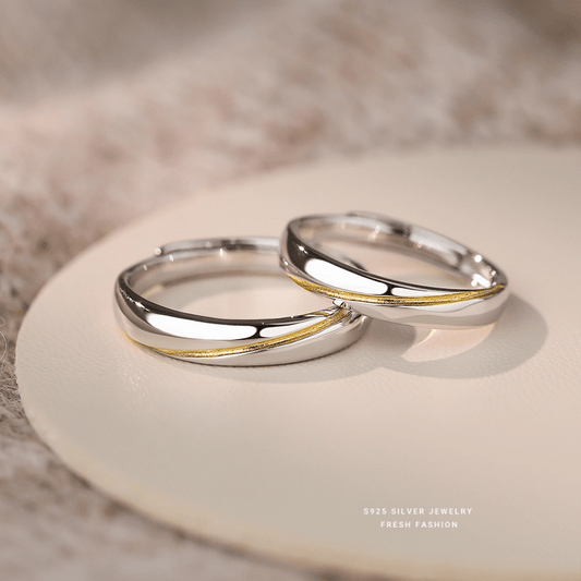 Dúo Línea Dorada – Anillos en Plata 925 con Detalle en Oro