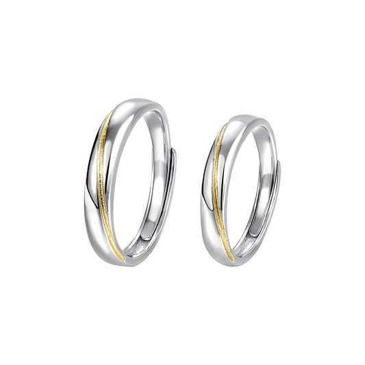 Dúo Línea Dorada – Anillos en Plata 925 con Detalle en Oro