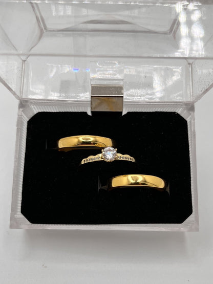 El Trío de Plata 925 con baño de Oro con diseño clásico de argolla - Aurora Boré