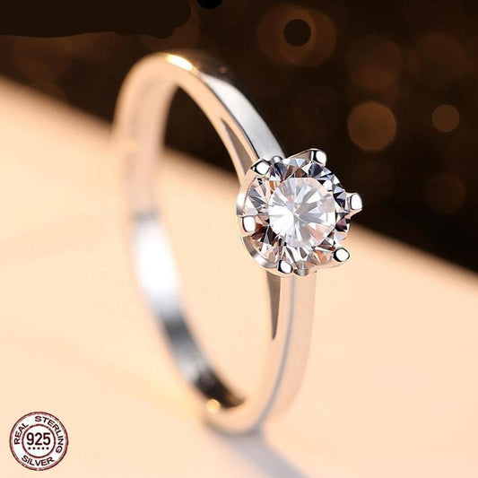 Elegante anillo de plata de ley 925 para mujer, estilo solitario, nuevo y a la moda