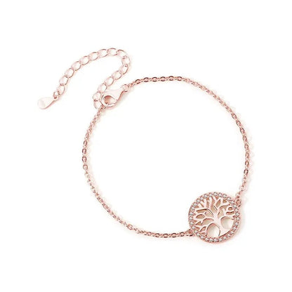 brazalete de plata 925 en rose gold, con diseño de árbol de vida - Aurora Boré