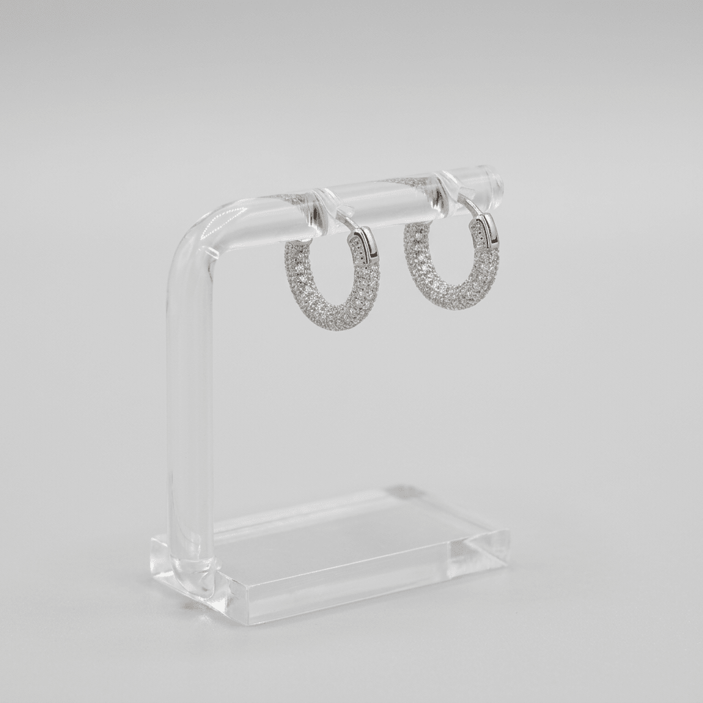 Pendientes Argolla Estilo Geométrico con Circonitas