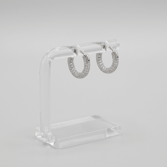 Pendientes Argolla Estilo Geométrico con Circonitas
