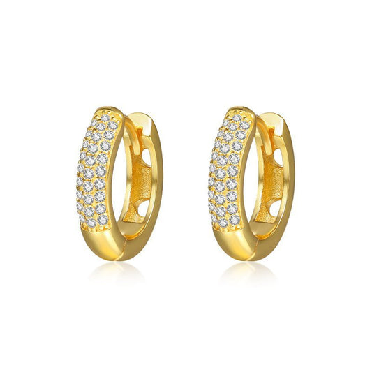 Pendientes de argolla de 10 mm en Plata 925 con baño de rodio y baño de oro