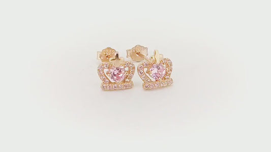 Pendientes estilo corona, en Plata 925 con baño de Oro Rosa