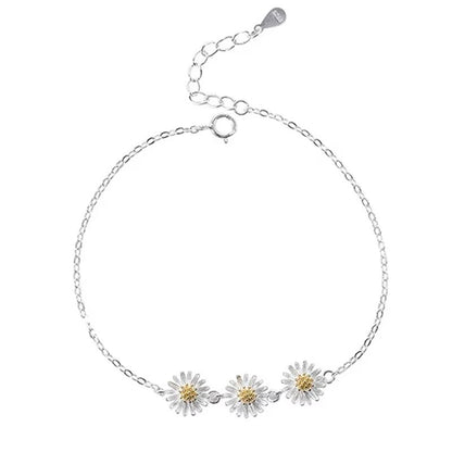 Pulsera con flores de margaritas realizadas en Plata 925