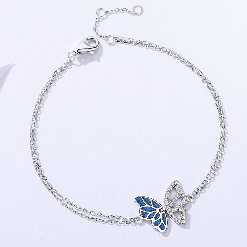 Pulsera de mariposa con zirconias en color azul y blanco - Aurora Boré