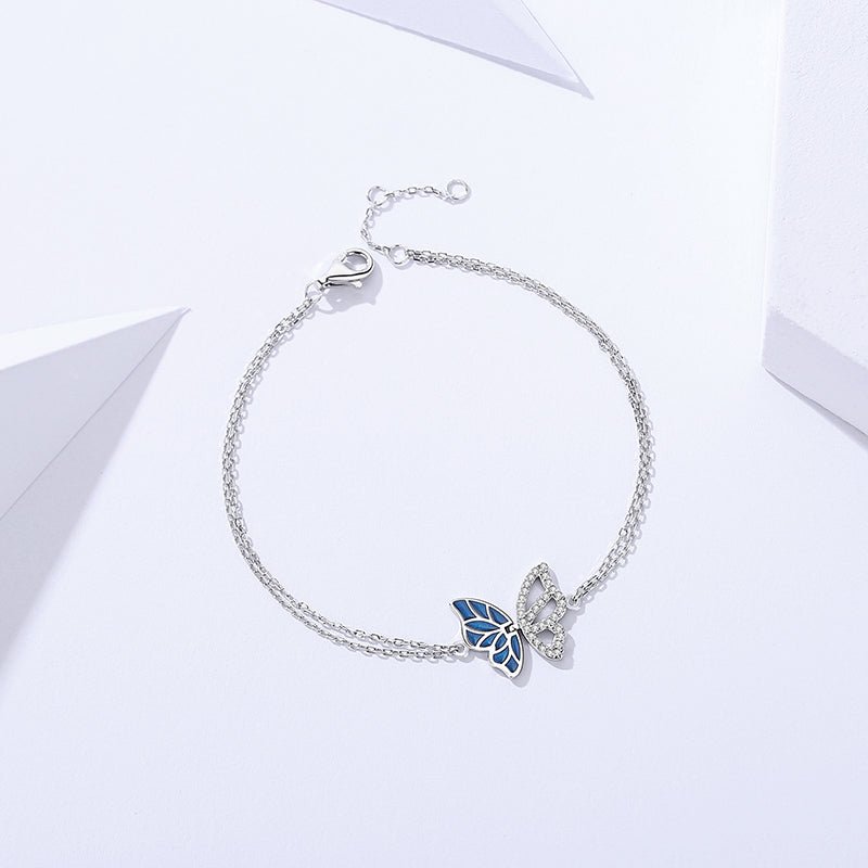 Pulsera de mariposa con zirconias en color azul y blanco - Aurora Boré