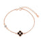 Pulsera en forma de trébol negro de cuatro hojas hecha de plata 925 Gold Rose - Aurora Boré