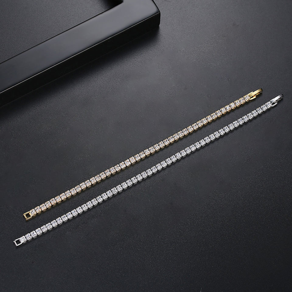 Pulsera Tennis, con Baño de Oro 18K y Zirconias Cúbicas