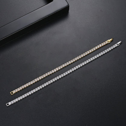 Pulsera Tennis, con Baño de Oro 18K y Zirconias Cúbicas