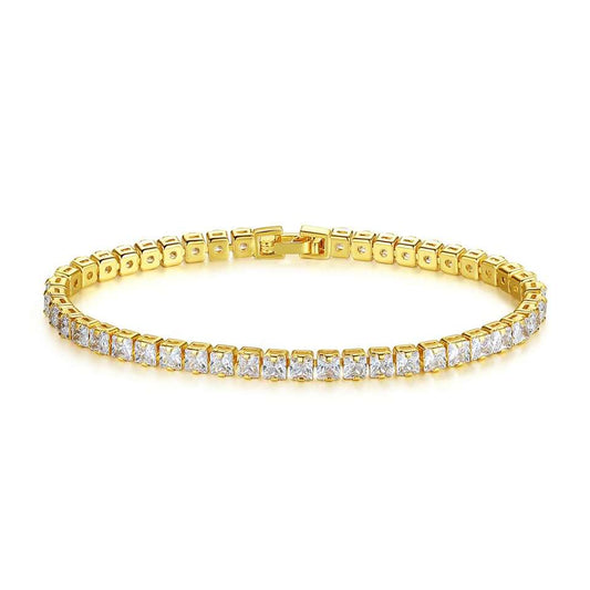 Pulsera Tennis, con Baño de Oro 18K y Zirconias Cúbicas