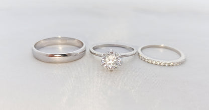 Trío de Anillos Clásico de matrimonio en Plata 925 - Aurora Boré