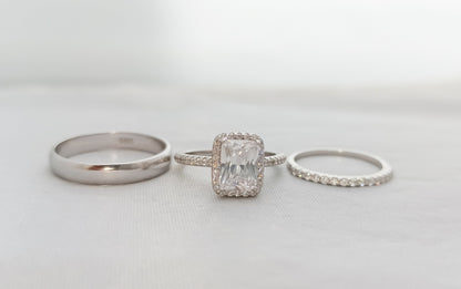 Trío de Anillos de Boda, Estilo Elegante en Plata 925 - Aurora Boré