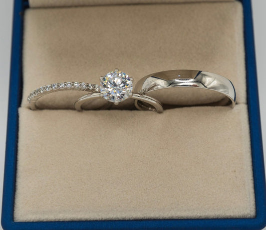 Trío de anillos de plata 925 con zirconia